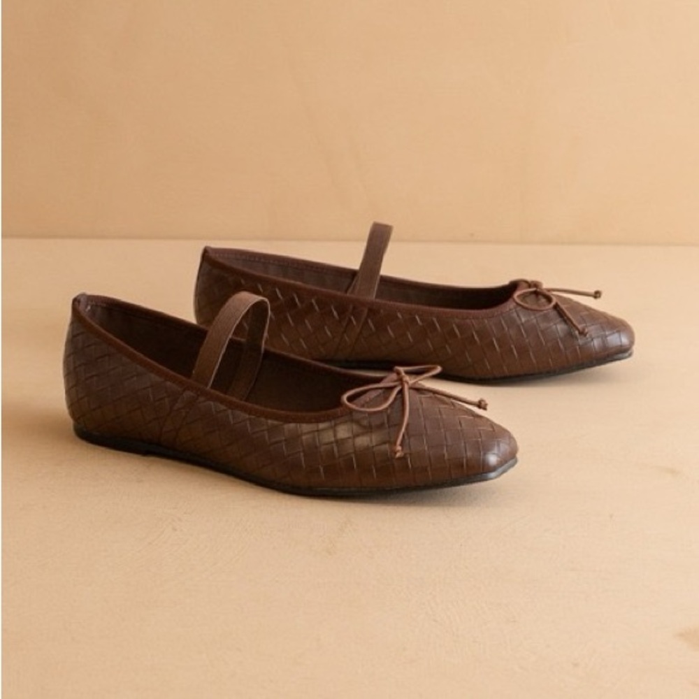 Woven Square Toe Mary Jane Ballet Flats - Oasis Society